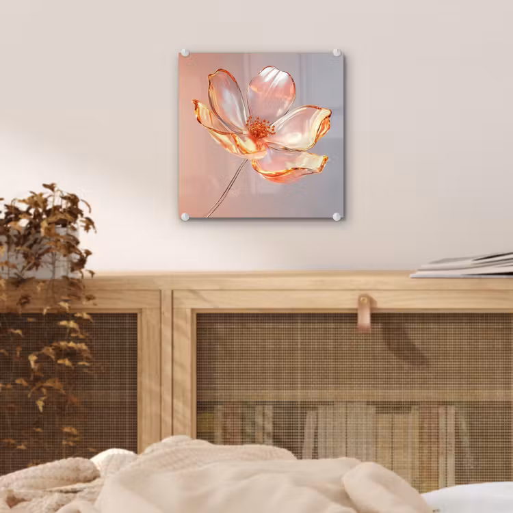 Glazen - Bloem - Roze plexiglas 5mm klein -sfeer4