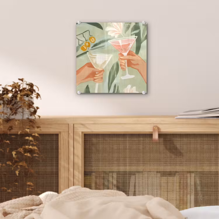 Glazen - Proosten - Bladeren - Groen plexiglas 5mm klein -sfeer4
