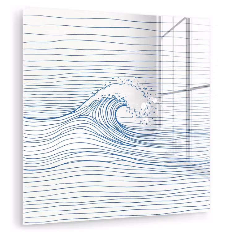 Golf - Brekende - Natuur - Minimalistisch - Blauw plexiglas 5mm klein -zzzproduct_nieuw