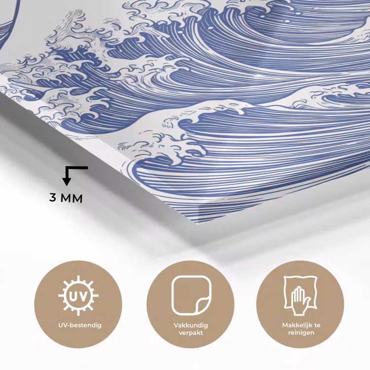 Golf - Japans - Zee - Illustratie - Blauw plexiglas 5mm klein -sfeer2