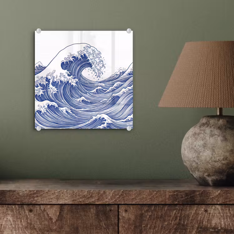 Golf - Japans - Zee - Illustratie - Blauw plexiglas 5mm klein -sfeer3