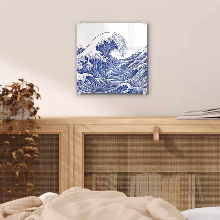 Golf - Japans - Zee - Illustratie - Blauw plexiglas 5mm klein -sfeer4