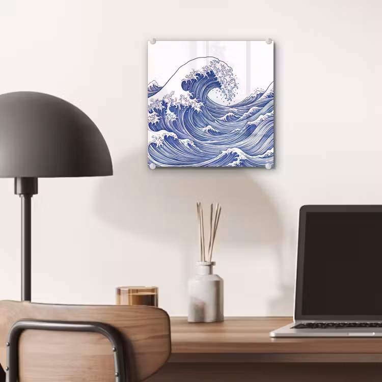 Golf - Japans - Zee - Illustratie - Blauw plexiglas 5mm klein -sfeer6