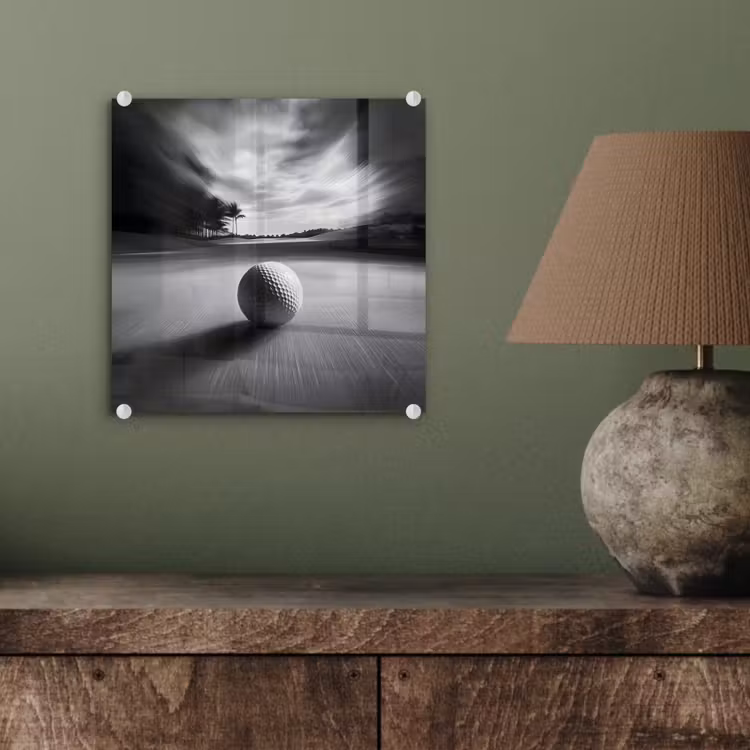 Golfbal - Wazig - Zwart plexiglas 5mm klein -sfeer3
