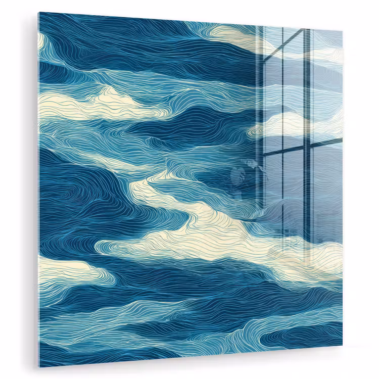 Golven - Abstract - Patroon - Blauw - Wit plexiglas 5mm klein 11 -zzzproduct_nieuw