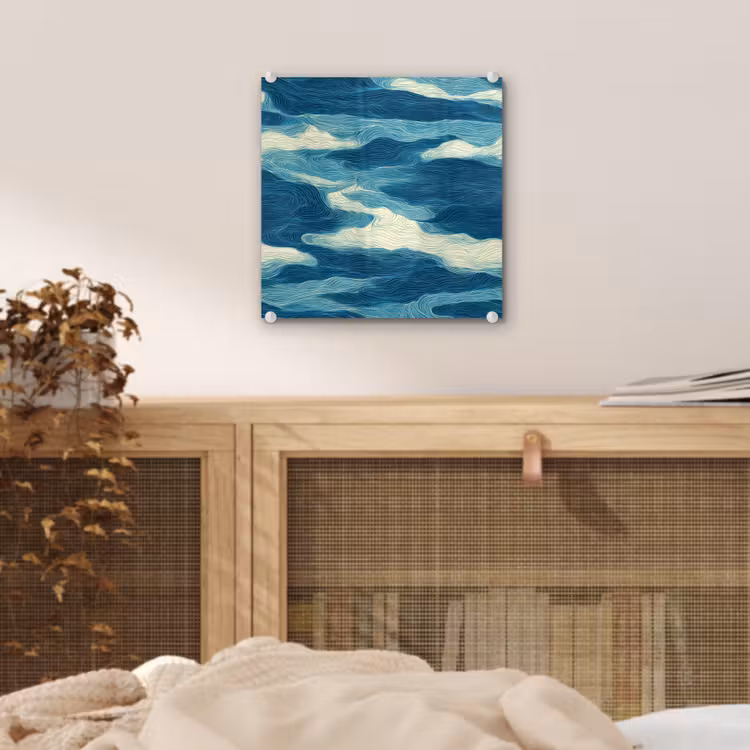 Golven - Abstract - Patroon - Blauw - Wit plexiglas 5mm klein 11 -sfeer4