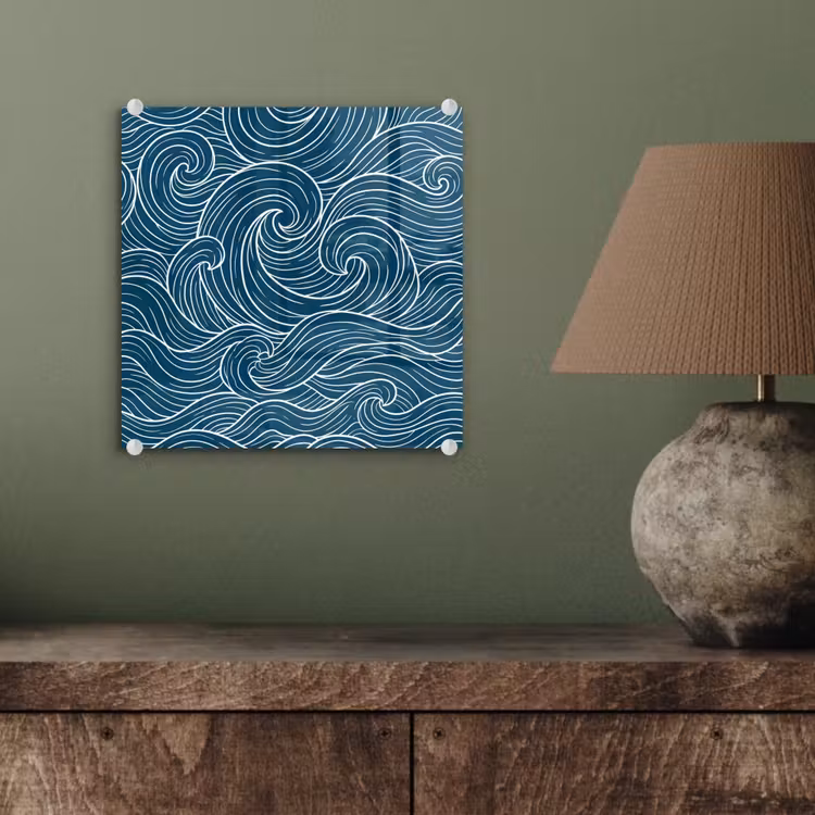 Golven - Spiraal - Water - Abstract - Blauw plexiglas 5mm klein -sfeer3