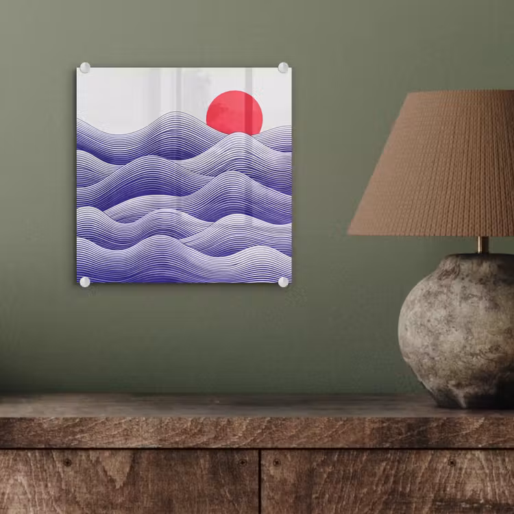Golven - Zon - Natuur - Abstract - Rood plexiglas 5mm klein -sfeer3