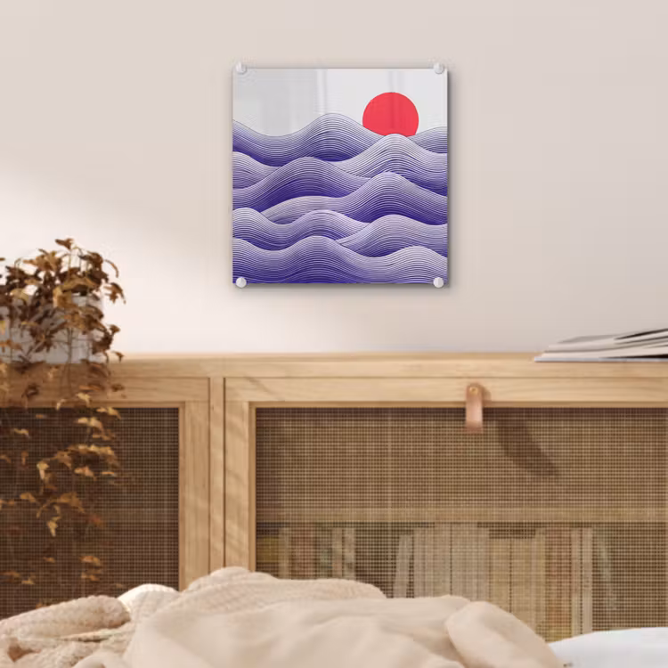 Golven - Zon - Natuur - Abstract - Rood plexiglas 5mm klein -sfeer4