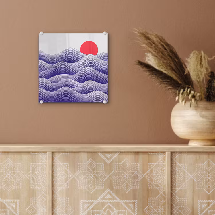 Golven - Zon - Natuur - Abstract - Rood plexiglas 5mm klein -sfeer5
