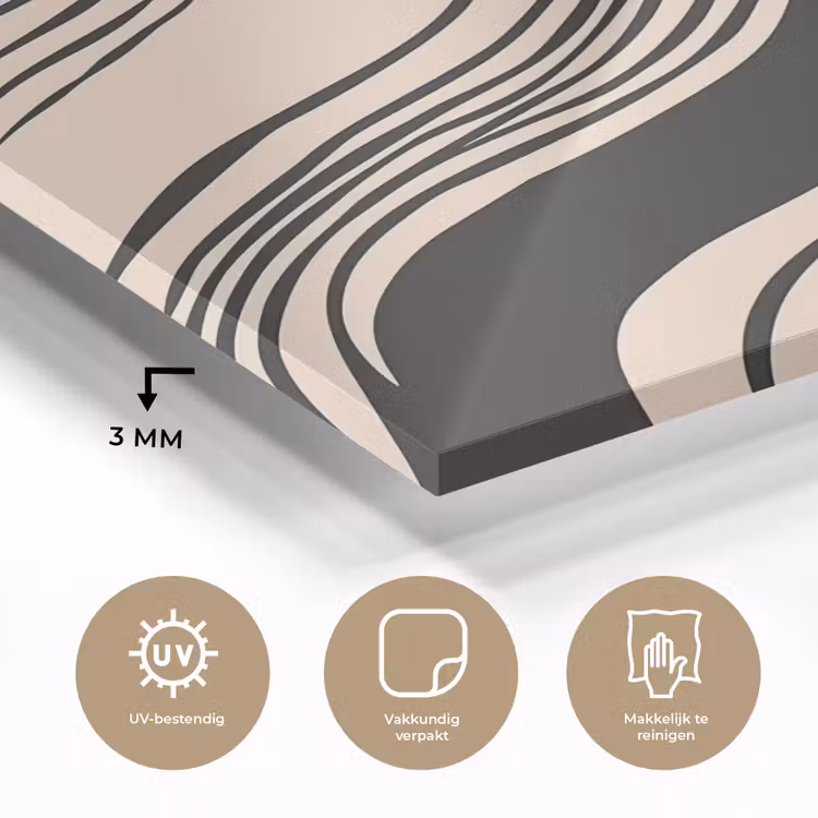 Golven - Zwart - Zandkleur plexiglas 5mm klein -sfeer2