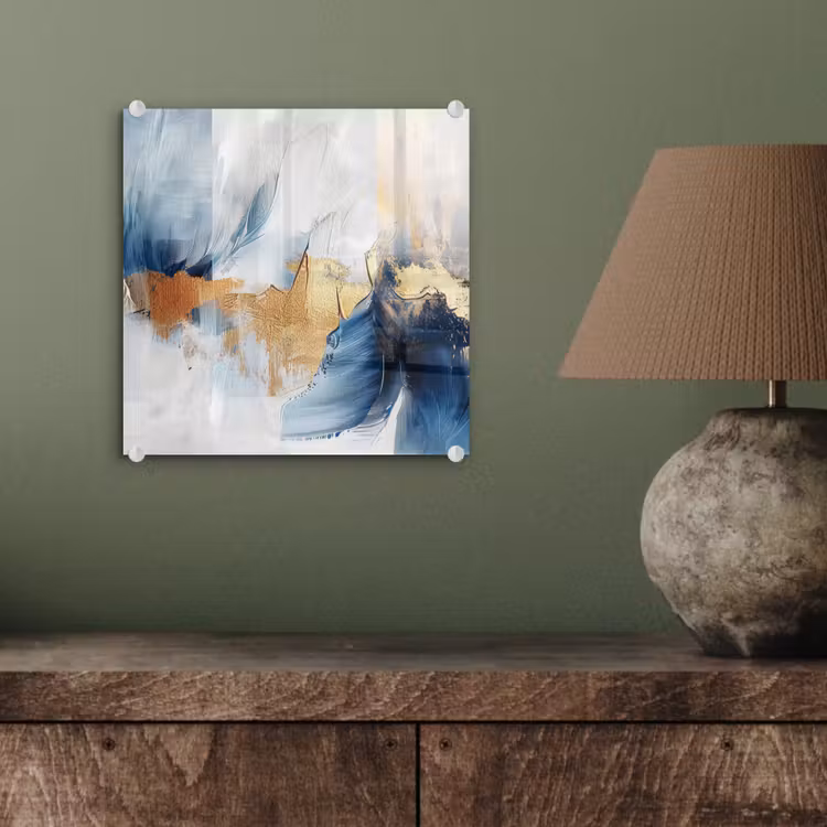 Goud - Blauw - Watercolor - Kunst - Modern plexiglas 5mm klein -sfeer3