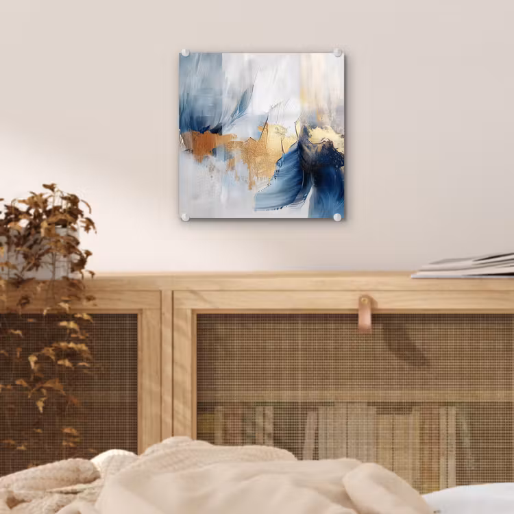 Goud - Blauw - Watercolor - Kunst - Modern plexiglas 5mm klein -sfeer4