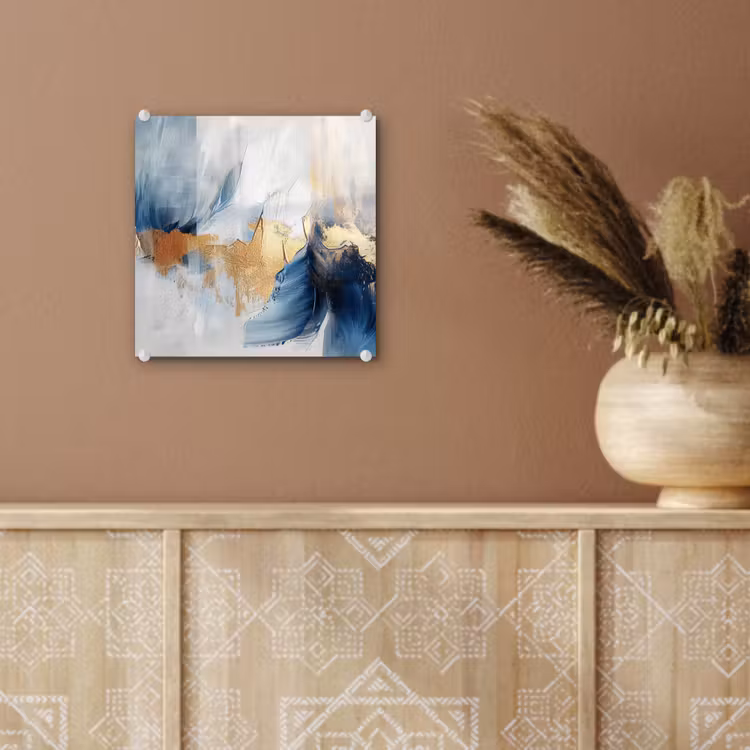 Goud - Blauw - Watercolor - Kunst - Modern plexiglas 5mm klein -sfeer5