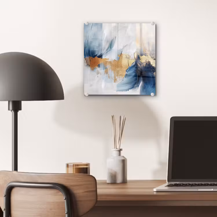 Goud - Blauw - Watercolor - Kunst - Modern plexiglas 5mm klein -sfeer6