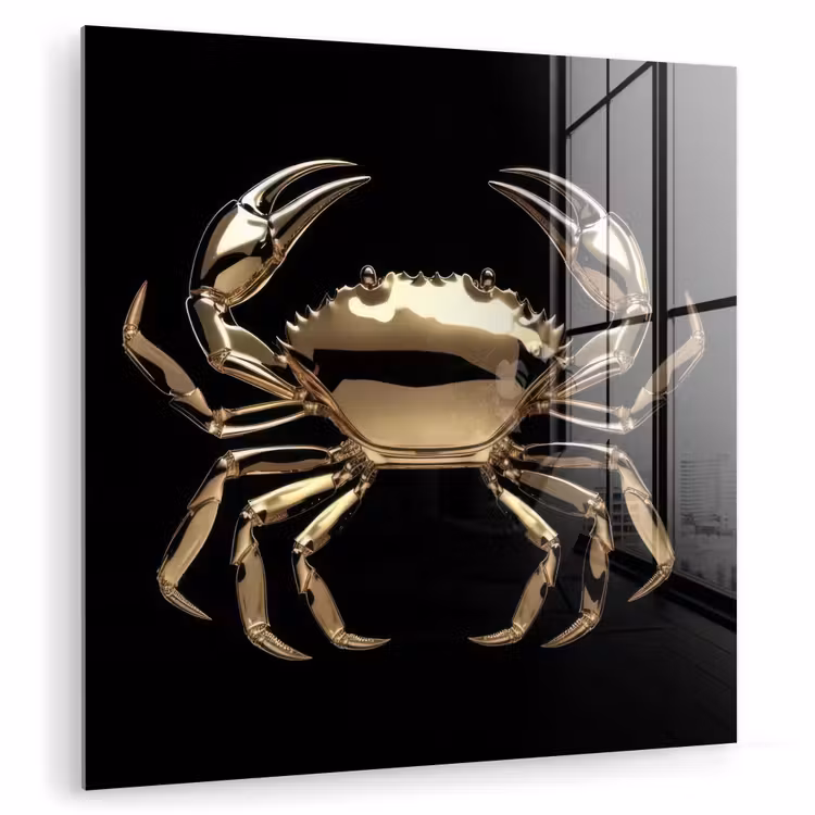 Goud - Krab - Dieren - Zwart plexiglas 5mm klein -zzzproduct_nieuw
