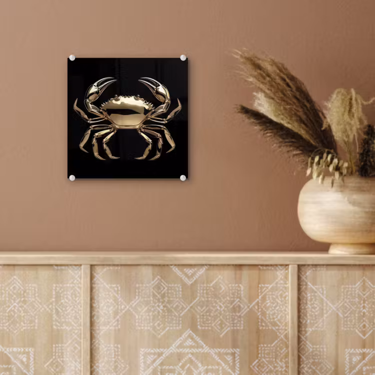 Goud - Krab - Dieren - Zwart plexiglas 5mm klein -sfeer5