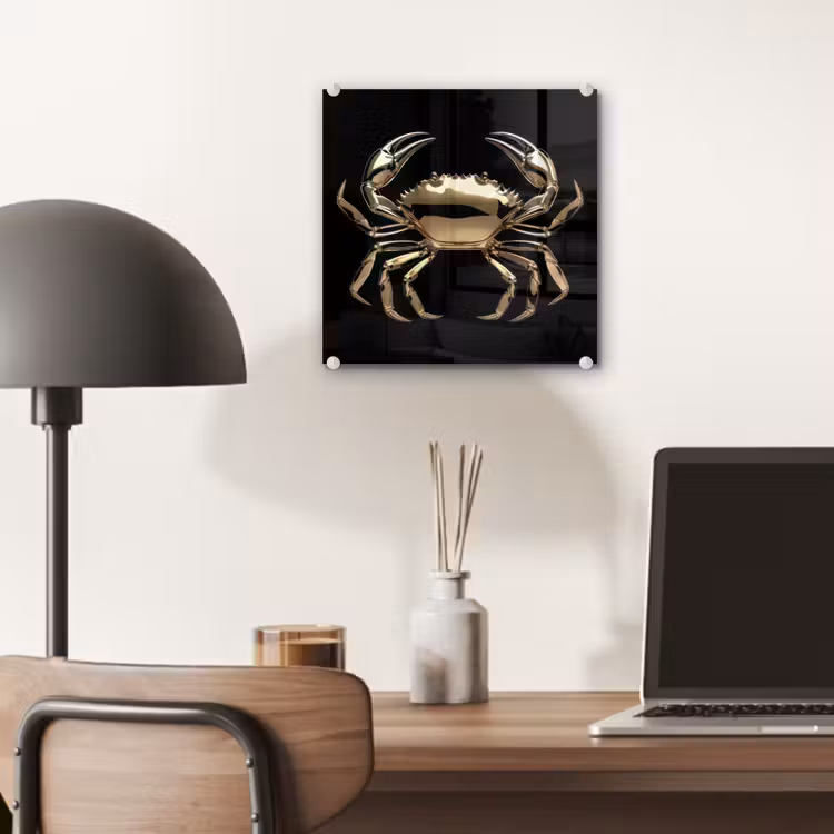 Goud - Krab - Dieren - Zwart plexiglas 5mm klein -sfeer6