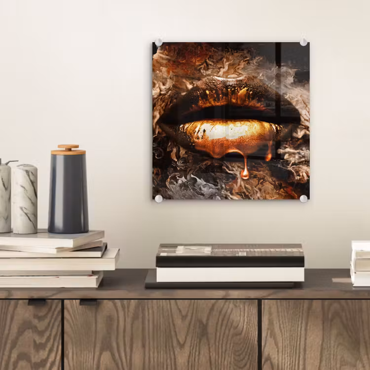 Goud - Lippen - Kunst plexiglas 5mm klein -sfeer1