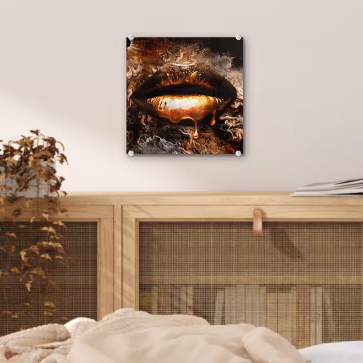 Goud - Lippen - Kunst plexiglas 5mm klein -sfeer4