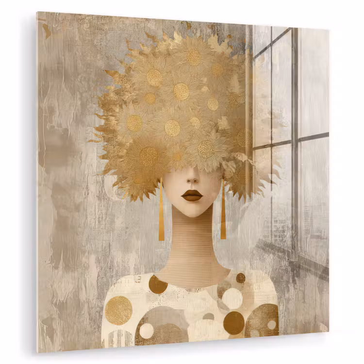 Goud - Portret - Vrouw plexiglas 5mm klein -zzzproduct_nieuw