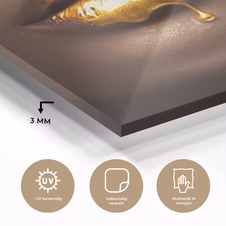 Goud - Vrouw - Verf - Lippen - Luxe plexiglas 5mm klein -sfeer2