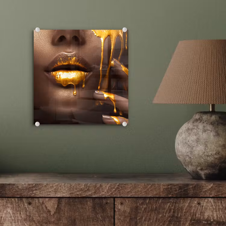 Goud - Vrouw - Verf - Lippen - Luxe plexiglas 5mm klein -sfeer3