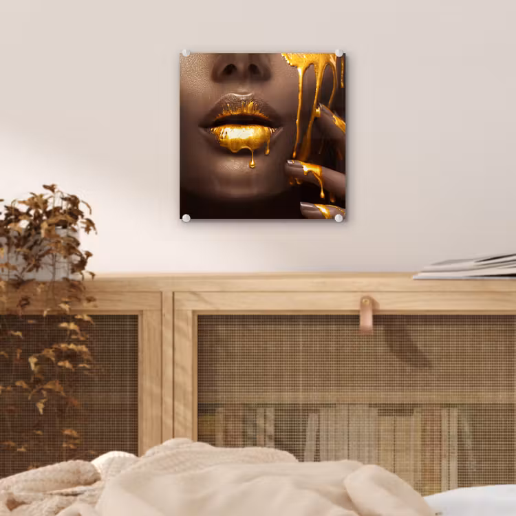 Goud - Vrouw - Verf - Lippen - Luxe plexiglas 5mm klein -sfeer4