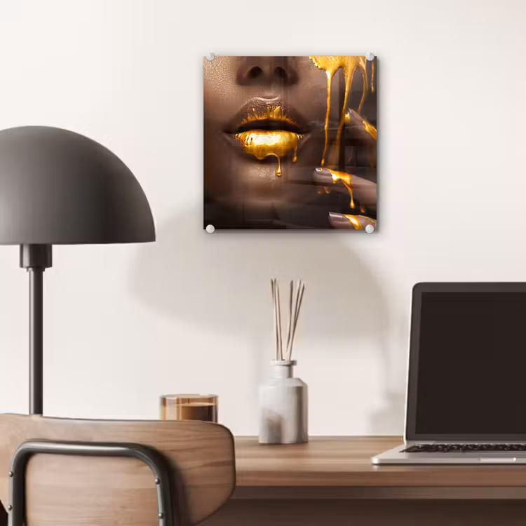Goud - Vrouw - Verf - Lippen - Luxe plexiglas 5mm klein -sfeer6