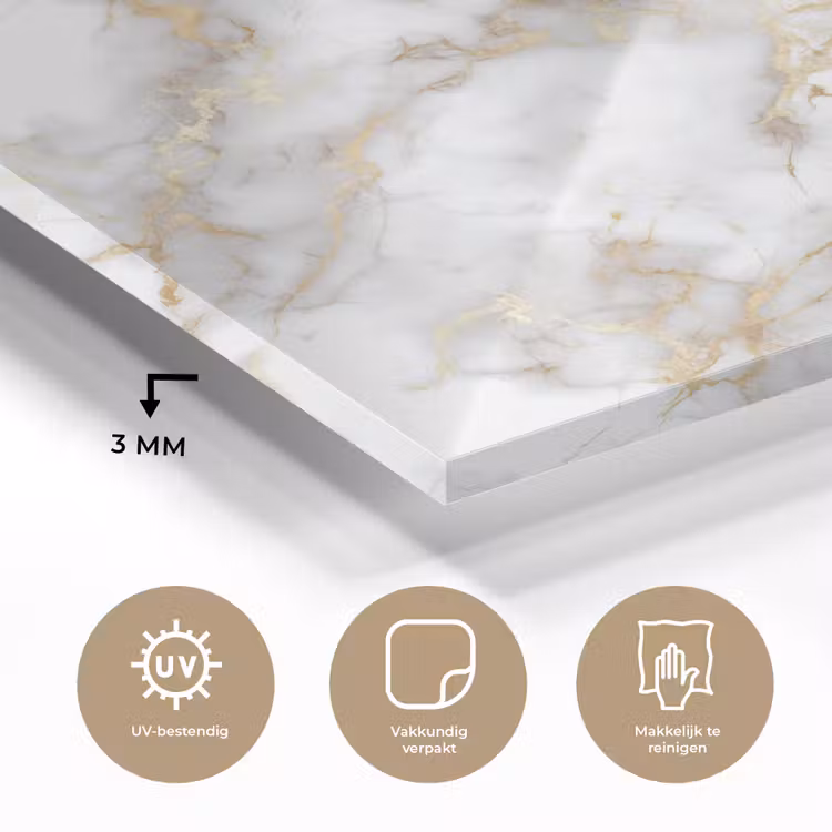Gouden aders - Marmer - Wit plexiglas 5mm klein 11 -sfeer2