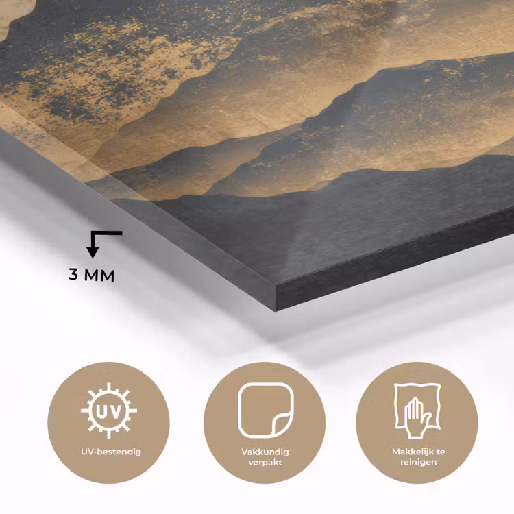 Gouden Bergen bij Maanlicht plexiglas 5mm klein -sfeer2