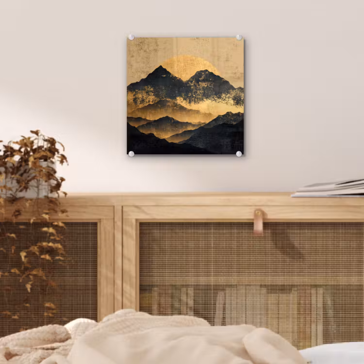 Gouden Bergen bij Maanlicht plexiglas 5mm klein -sfeer4