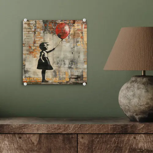 Graffiti - Banksy - Meisje - Street art plexiglas 5mm klein -sfeer3