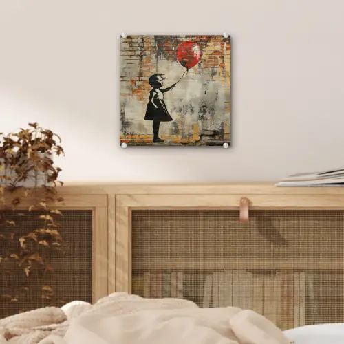 Graffiti - Banksy - Meisje - Street art plexiglas 5mm klein -sfeer4