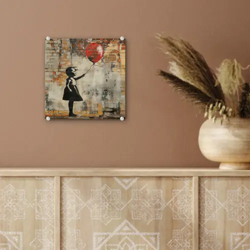 Graffiti - Banksy - Meisje - Street art plexiglas 5mm klein -sfeer5