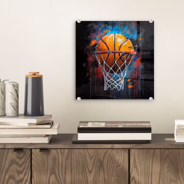 Graffiti - Basketbal - Sport - Zwart - Street art plexiglas 5mm klein -sfeer1