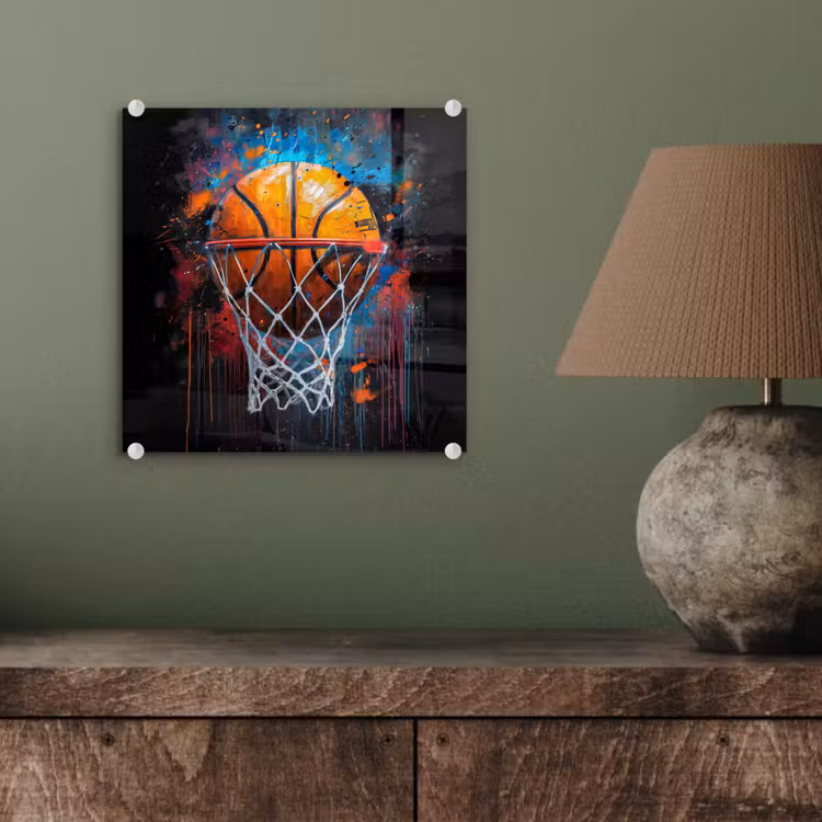 Graffiti - Basketbal - Sport - Zwart - Street art plexiglas 5mm klein -sfeer3