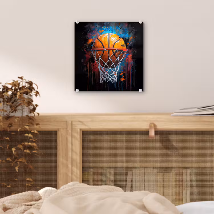 Graffiti - Basketbal - Sport - Zwart - Street art plexiglas 5mm klein -sfeer4