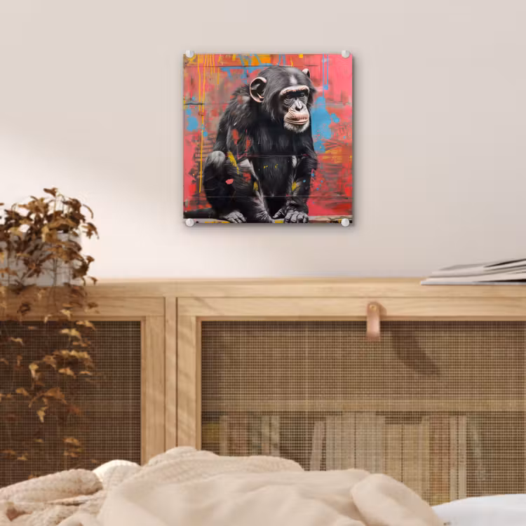 Graffiti - Chimpansee - Dieren - Street art - Banksy plexiglas 5mm klein -sfeer4