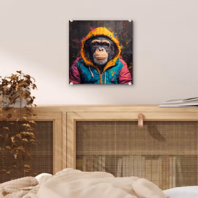 Graffiti - Chimpansee - Jas - Aap - Verf plexiglas 5mm klein -sfeer4