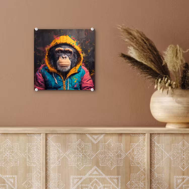Graffiti - Chimpansee - Jas - Aap - Verf plexiglas 5mm klein -sfeer5