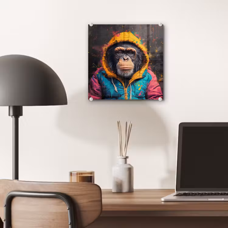 Graffiti - Chimpansee - Jas - Aap - Verf plexiglas 5mm klein -sfeer6