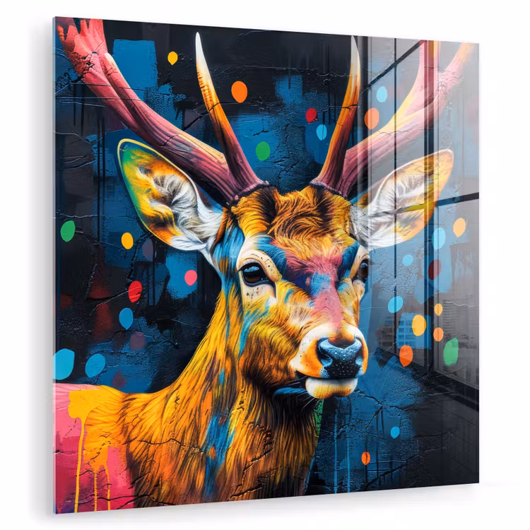 Graffiti - Hert - Dier - Kleurrijk plexiglas 5mm klein -zzzproduct_nieuw