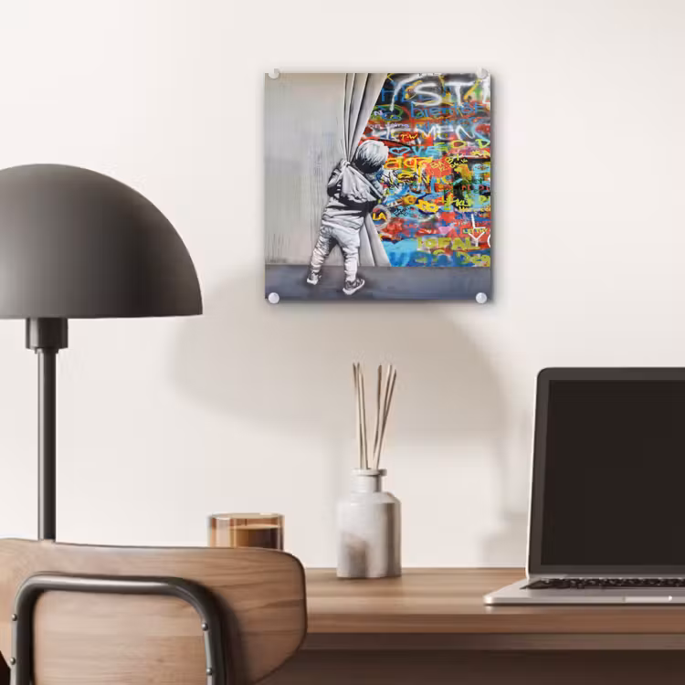 Graffiti - Illusie - Jongen - Street art plexiglas 5mm klein -sfeer6