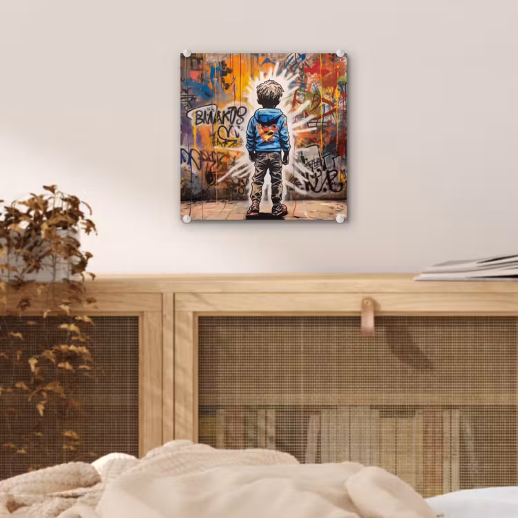 Graffiti - Jongen - Kleuren - Kunst - Street Art plexiglas 5mm klein -sfeer4