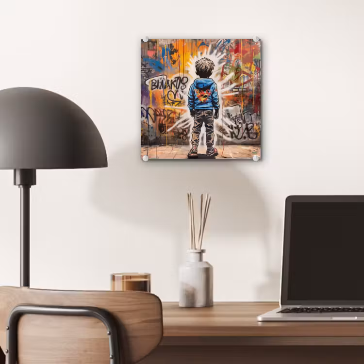 Graffiti - Jongen - Kleuren - Kunst - Street Art plexiglas 5mm klein -sfeer6