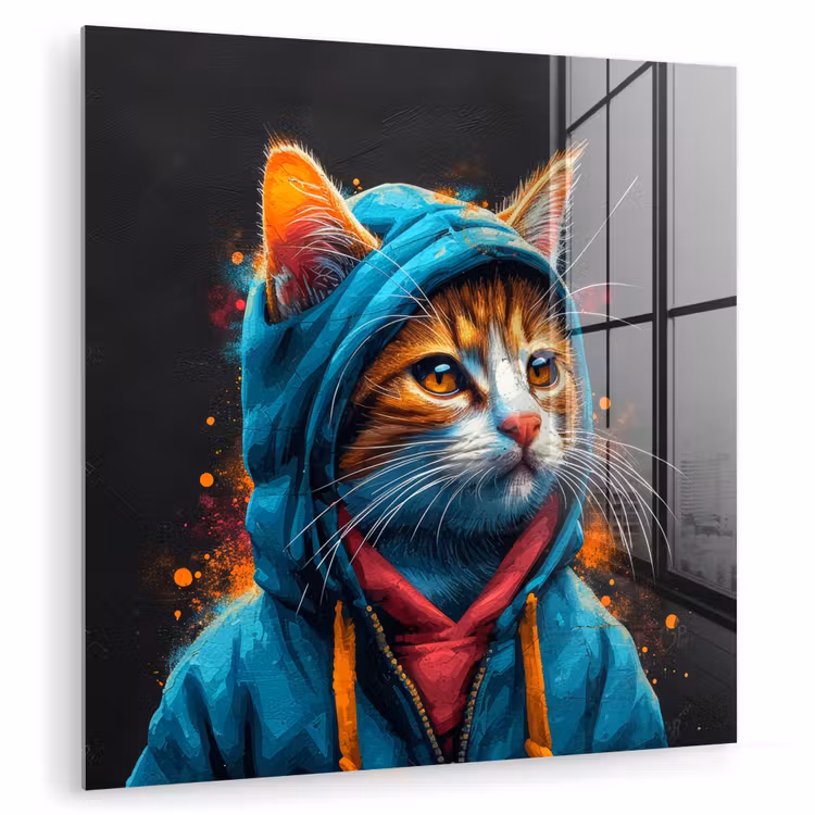 Graffiti - Kat - Zwart - Jas plexiglas 5mm klein -zzzproduct_nieuw