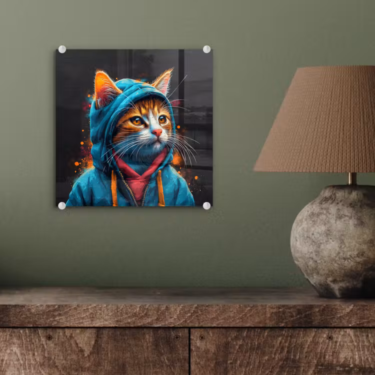 Graffiti - Kat - Zwart - Jas plexiglas 5mm klein -sfeer3