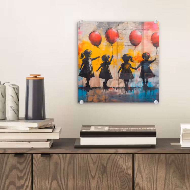Graffiti - Kinderen - Street art - Ballon - Banksy plexiglas 5mm klein -sfeer1