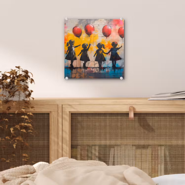 Graffiti - Kinderen - Street art - Ballon - Banksy plexiglas 5mm klein -sfeer4